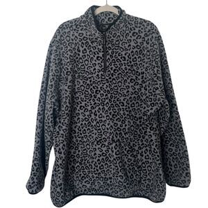Susan Graver Weekend Half Zip Sweatshirt Sweater Fleece‎ Women’s 3X Animal Print